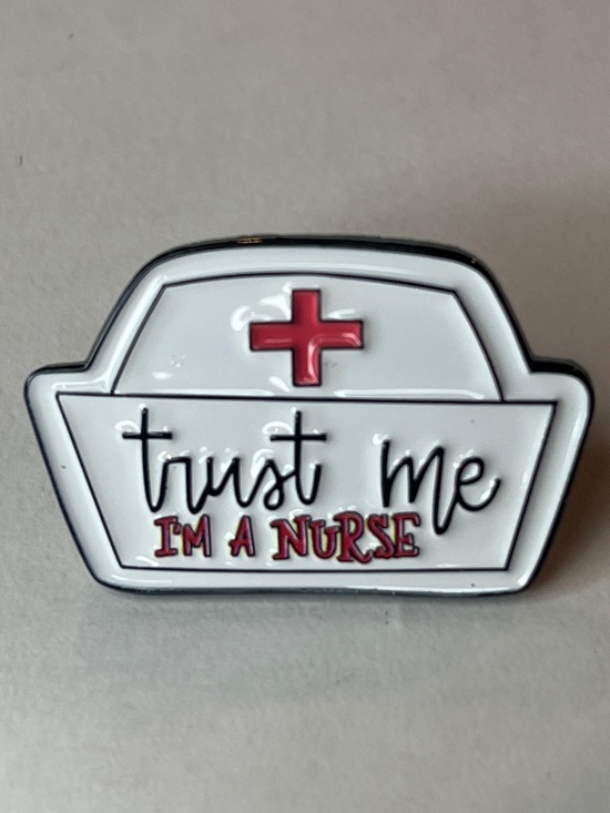 None Jewelry - Trust Me I'm a Nurse White & Red Enamel Brooch